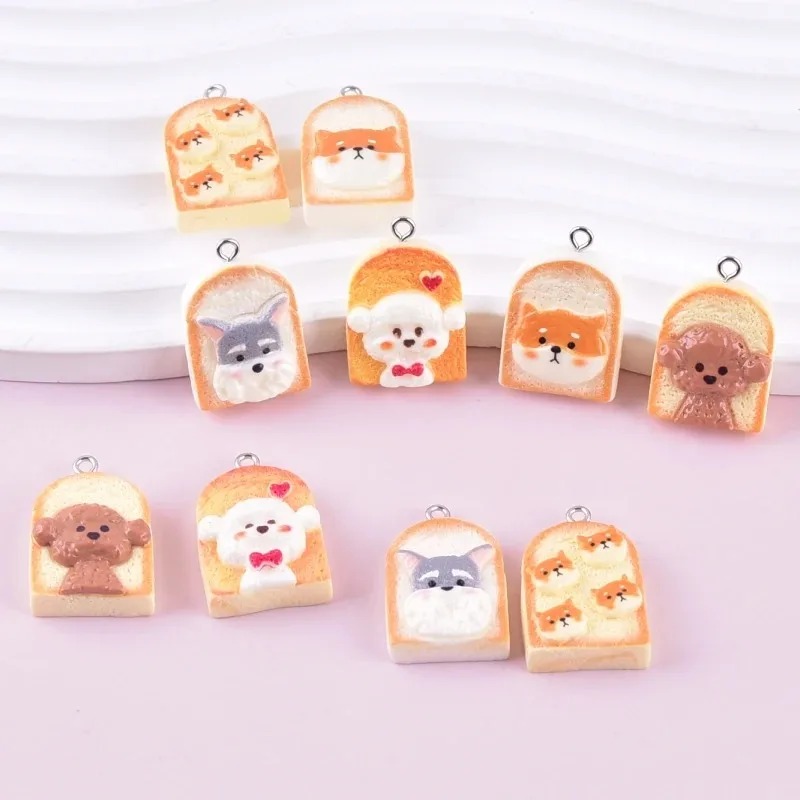 Art Craft Decoration - 10 adet sevimli tost köpek reçine