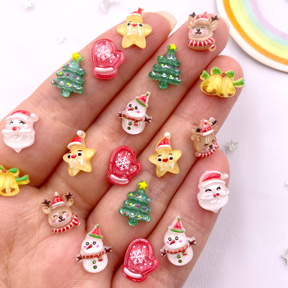 Art Craft Christmas Tree - 50 adet reçine Mini renkli noel