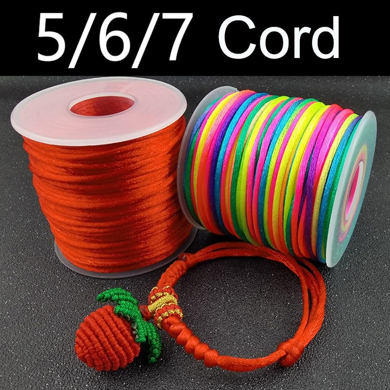 Macrame Cord Cotton - Bilezik için 2mm kırmızı naylon kordon