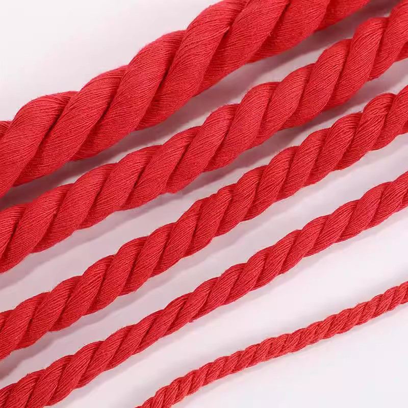 Macrame Cord Cotton - 2/5/10 metre 5/8/12/20mm Kırmızı Bükülmüş Pamuk