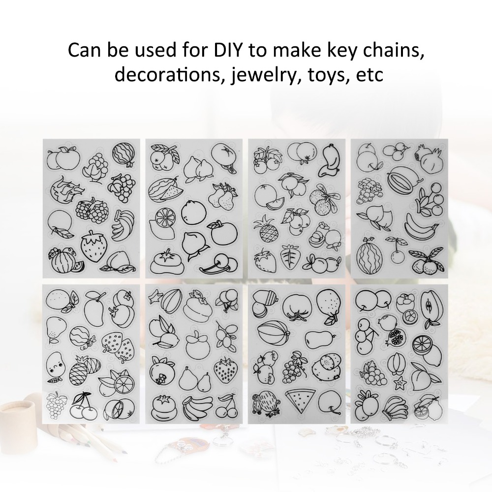 Craft And Art Difference - 8 adet Meyve Sebze Desenli Isıyla