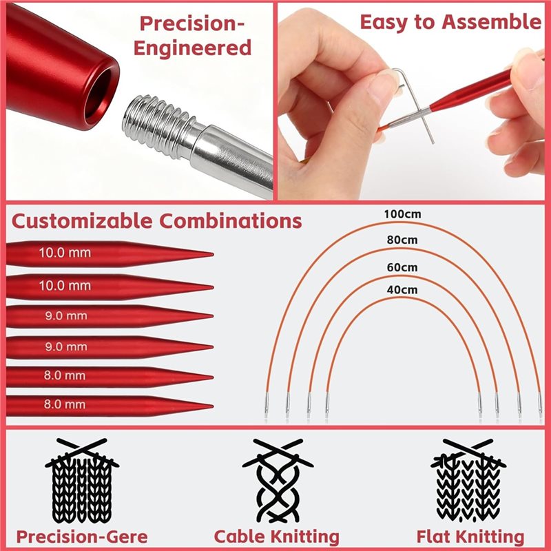 A25F-Circular Mat Kırmızı Alüm - Knitting Needle Circular incelemesi ve fiyatı