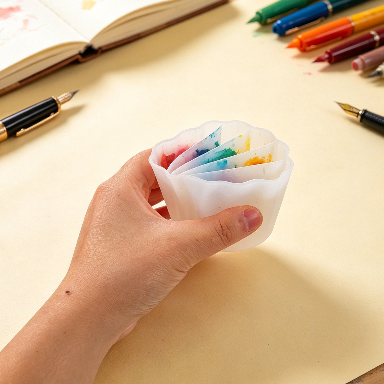 4 Adet Silikon Bölmeli Kaplar  - Acrylic Pour Paint incelemesi ve fiyatı