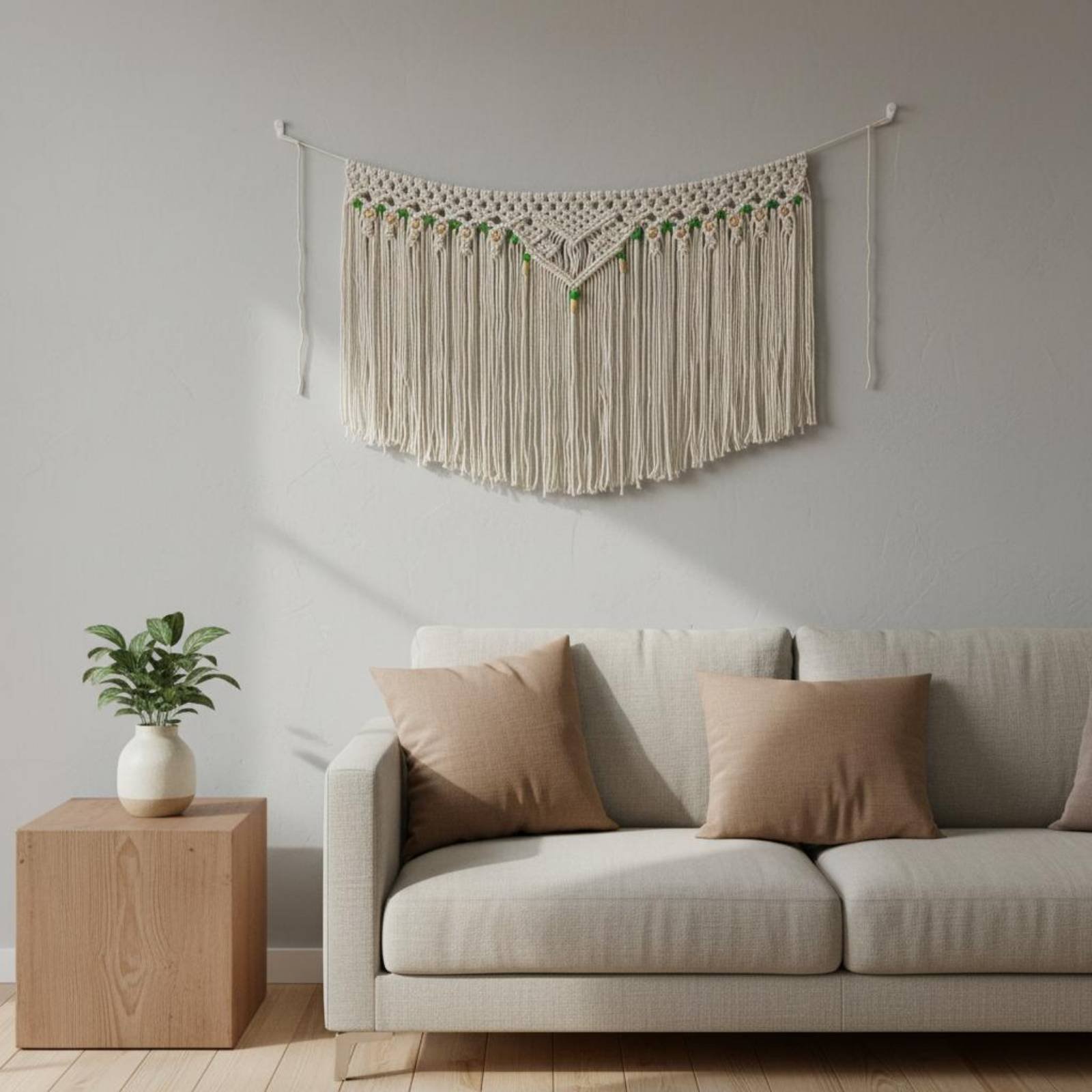 Püsküllü Duvar Süsü Dekoratif  - Macrame Cord Cotton incelemesi ve fiyatı
